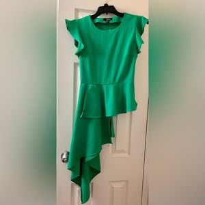 L.N.V. Women's Blouse with Asymmetrical Ruffled Hem,size s